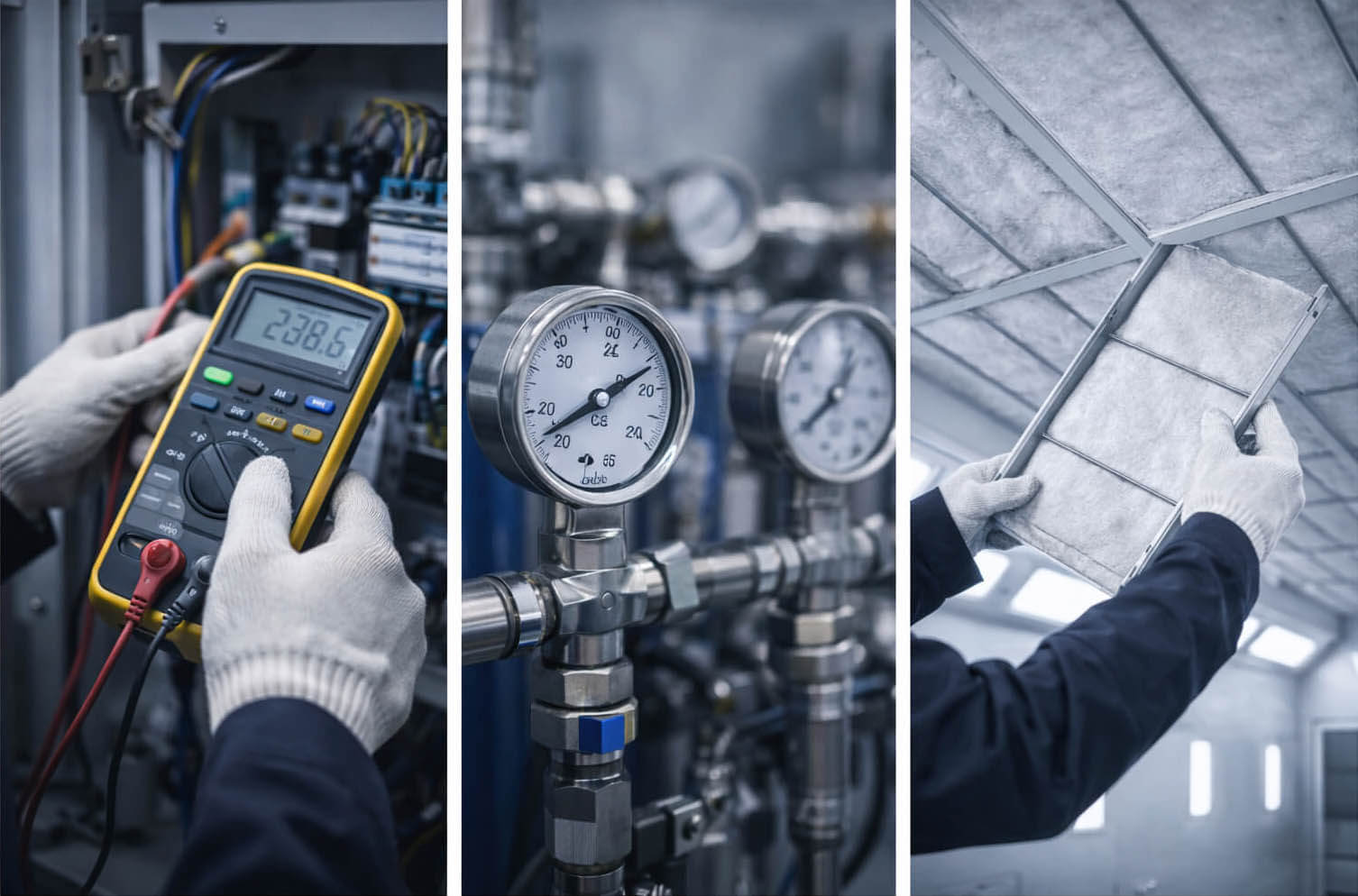 Compressed air technician carrying out fault diagnosis